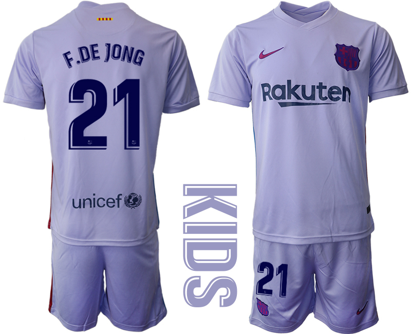 Youth 2021-2022 Club Barcelona away purple #21 Soccer Jersey